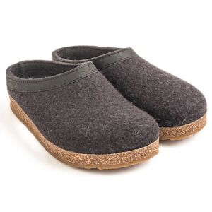HAFLINGER 38 GZH german charcoal wool felt clog slipper slide mule natural fiber